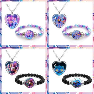 Bandai | Cute Anime Beaded Jewelry Set Heart Pendant Necklace Bracelet Wristband Cosplay Accessories Party Gifts for Kids Girls Teens