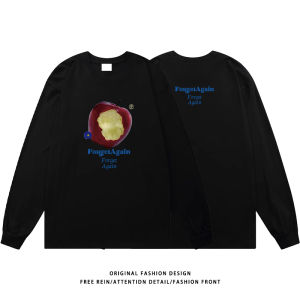 Pure Cotton Long Sleeve T-Shirt Mens Casual round Neck Spring Autumn Season Versatile Loose Top Student Trendy Brand Ins Leisure