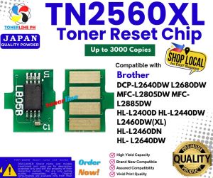 TN2560XL w/Chip TN2560 Toner Cartridge & Reset Chip Compatible for Brother DCP-L2640DW L2680 L2885 L2805 L2400 L2440