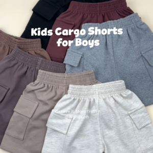 BigboxPH [NEW] Kids Cargo Shorts for Boys 0-7Y | Cotton Terry Shorts with Pockets Comfy Casual Panglakad