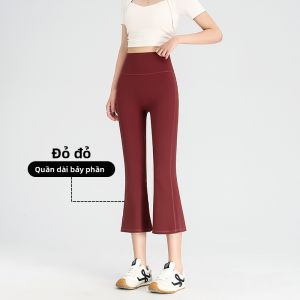 MiiOW | Quần Shark Mỏng Mùa Hè MiiOW Yoga Quần Ống Loe Cạp Cao Quần Dài Bốn Mảnh Cho Nữ Quần Dài Thường Ngày Quần Dài