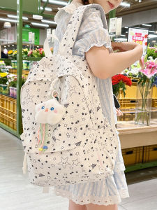 กระเป๋าเป้สะพายหลังนักเรียนมัธยมต้น น้ำหนักเบา ความจุขนาดใหญ่ ลายดาว กระเป๋าสะพายไหล่แบบอเนกประสงค์สำหรับผู้หญิง กระเป๋าเป้สะพายหลังแบบนักเรียน