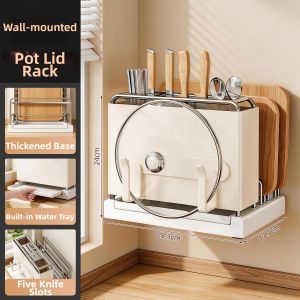 Hourleey | Knife Block Storage Rack for Chopping Board Cutlery Utensils Pots and Pan Lids