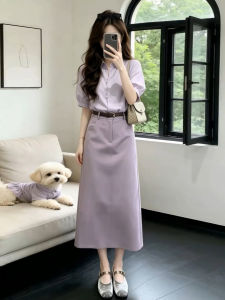 LIRUSHAN | Beautiful Purple Waist-cinching Dress 2026 Summer New Style