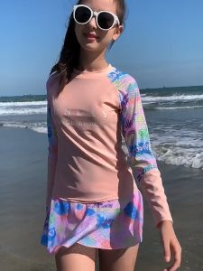 Đồ Bơi Cho Bé Gái Bộ Bơi Bé Gái Dài Tay Họa Tiết Sunday Thiết Kế Dễ Thương Chất Liệu Co Giãn Cho Bé Từ 18-60kg HB2302