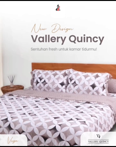 Vallery Quincy - Sprei Queen B2 160x200 Tinggi 30cm Bantal 2 Gulling 2 - Motif Abstrak / Bunga / Geometri / Minimalis