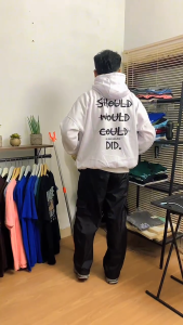 Ashall.sky Zipper Hoodie Boxy Motif Hope Warna Navy Bahan Tebal Gsm 28