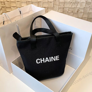 Trendy Canvas Bucket Bag Womens Handbag Fashionable Small Bag Outing Mommy Bag Water Bucket Bag Ins Stylish Bag Youth Leisure