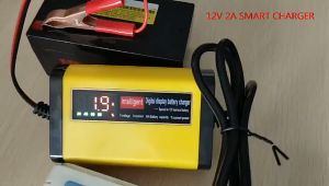 (Dikirim Dari Jakarta)Charger Aki Motor / Mobil Portable 12V / 2A Dengan LED Indikator Kabel Indo Elektronik Mini with LED Indicator EU Plug 12V2AH-20AH Baterai Asam Timbal