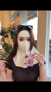 Khẩu trang chống nắng chất lụa băng che trán kín cổ UPF500 có lưới thoáng khí-NIEVE