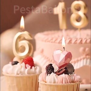 Lilin Ulang Tahun Angka Warna Gold & Silver Rose Gold Metalik Ukuran Besar