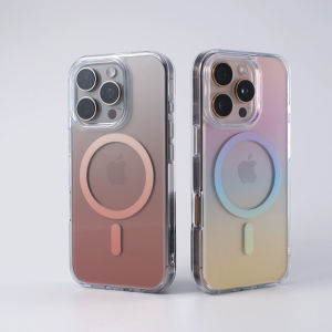 Creative Gradient Color Clear Phone Case For iPhone 17 Air 16 15 14 13 12 Pro Max Plus For MagSafe Soft TPU Edge + Hard PC Transparent Back Cover For iPhone 17 Pro Max Shockproof Drop Protection Casing