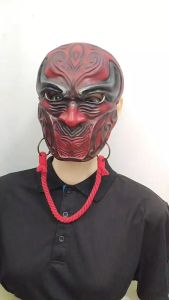 Samurai Oni Mask Japanese Cosplay Latex Mask Anime Demon Face Cover Ghostface Mask for Halloween Party