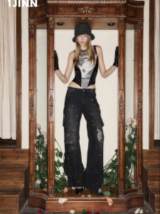 1JINN STUDIO | Retro Multi-Pocket Workwear Painted Stonewashed Jeans