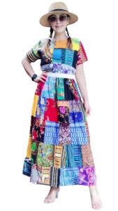 👗 ชุดเซต 2 ชิ้น เสื้อ+กระโปรง โบฮีเมียน | อัดกาวทั้งตัว อยู่ทรงสวย | Handmade Patchwork ผ้าฝ้ายผสม ลายไทย | M–6XL