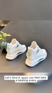 Air Cushion Shock Trend Sports White Board Shoes Running Training Student High Top Elevated Casual Shoes for Men