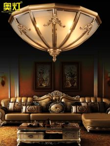 AODENG | European Style Full Copper Warm Ceiling Lamp for Bedroom and Study Room