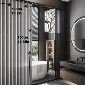 New Foldable Shower Curtain All Seasons Easy Install Poleless with Buckle Strap Invisible Bathroom Partition Set.