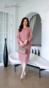 Cutie Minute อก ฟรีไซส์  42" เอว ยางยืดรอบเอว 26"-42" ชูดเซ็ท กระโปรงลูกไม้ เนื้อหนาเกรดพรีเมี่ยม ลูกไม้ลาย โมเดิร์น ซับในทั้งตัว เลือกใช้ลายเชิง