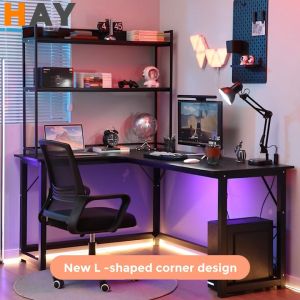 L Shape Table Gaming Table High Quality Meja Gaming 120/140/160CM Computer Table Study Table Gaming Desk Meja Komputer Pc Table