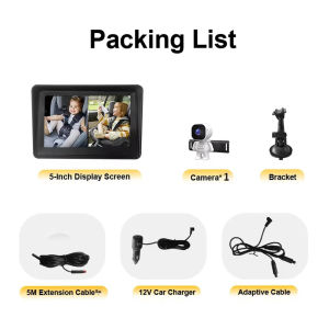 2CH AR Baby Monitor 5 Inch HD Screen Display Infant Safety Seat Small Robot Camera Baby Car Mirror Night View for Backseat