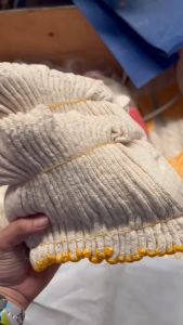 (12คู่/แพ็ค) ถุงมือผ้าดิบเหมาะกับงานช่างและการเกษตร Cotton Glove Free Size รุ่นหนาพิเศษ