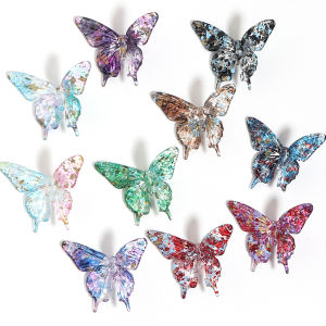 5Pcs Acrylic Butterfly Clear Splash‑Ink Oil Painting Style Straight‑Hole Loose Beadsor for Jewelry Making Diy Bracelet Necklace