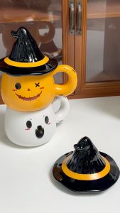 Ly sứ có nắp quà tặng Halloween dễ thương kèm túi giấy ( có sẵn ) ( ảnh thật )