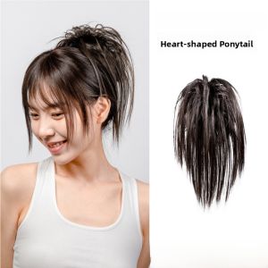 LUCY LEE | LUCYLEE Heart Shaped Hair Clip Realistic Ponytail Cozy Chicken Nest Hair Wig Womens Fluffy Bun Hair Ring