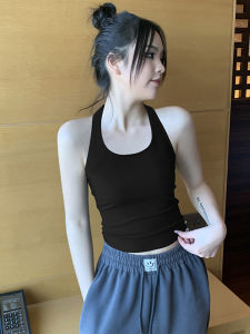 Modal Halterneck Vest Womens Inner Wear Knitting Belt Chest Pad Integrated Short Back Shaping Braces Tube Top Sports Tops Summer