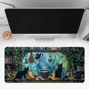แผ่นรองเมาส์ Magic Black Cats Potion Lab หลายขนาด ซักได้ กันลื่น ขอบเย็บ สำหรับโต๊ะคอมพิวเตอร์ ใช้ในบ้าน สำนักงาน ของขวัญสุดพิเศษ