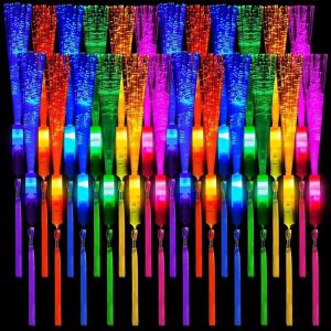 12/24/48Pcs Glow Fiber Wands Sticks LED Flashing Stick Light up Stick Colorful Fiber Optic Wands For Wedding Glow Party Favors