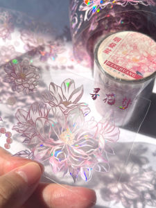 San Du Cultural Creative Transparent Floral Adhesive Tape for Journaling Mobile Phone Stickers Patchwork Landscape DIY Elegant Clear Linen