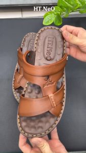 Sandal Nam Da Bò Cao Cấp HT.NEO  Đế Kếp Dẻo Kết Hợp Với Đế Mát-Xa Mang Đến Sự Thoải Mái  Êm Ái Trong Từng Chuyển Động