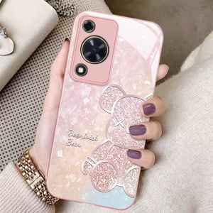 เคสโทรศัพท์ Huawei Enjoy 70 pro แบบกระจกหรูหราพร้อมรูปหมีเพชร ป้องกันการตกหล่น ดีไซน์สุดเก๋ สำหรับผู้หญิง