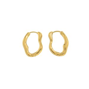 Chunky Irregular Hoop Earrings 18K Gold Plated • Waterproof Non-Tarnish 316L Stainless Titanium Steel Hypoallergenic Fashion Statement Earring For Women ER409