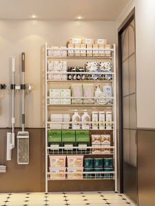 Bathroom Door Back Narrow Ultra-Thin Multi-Layer Floor Storage Rack Toilet Gap Cabinet Space Saving Iron Material for Bathrooms