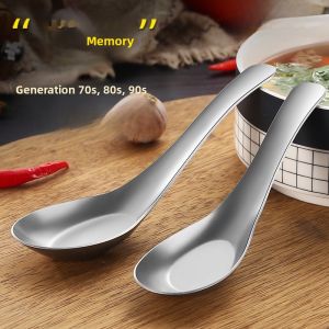 Deepened Stainless Steel 304 Spoons Chinese Style Soup Spoons Small Children Spoons Canteen Soup Spoons for Home Use