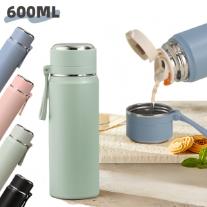 600ML Stainless Steel Thermal Water Bottle Keep Cold and Hot Thermo Cafe Coffee Mug Leakproof Travel Thermos Bottle for Tea