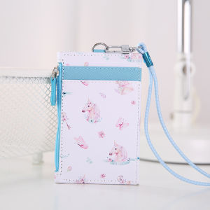 Leather Card Holder with Lanyard Multi-Function Coin Purse Student ID Card Holder Printed Logo Colorful Image Customizable