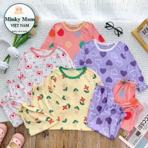 Bộ Quần Áo Trẻ Em Dài Tay Hiệu Minky Mom Vải Thun Lạnh In Toàn Thân Cho Bé 0-8 tuổi mặc ngủ máy lạnh mùa thu TD-IN106