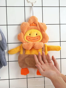 Xixi Cute Coral Fleece Hand Towel Thickened Absorbent Home Use Kitchen Bathroom Hanging Towel for Men And Women Popular Cartoon