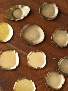 Handmade Chinese Pure Copper Coaster Hammered Vintage Tea Tray Heat Resistant Anti-Slip round Cup Mat Gongfu Tea Accessories