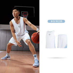 Loose Fit Basketball Fitness Sportswear Set for Men Breathable Sleeveless Uniforms Polyester Material round Neck Design