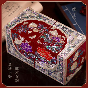 Luxurious Innovative Wooden Inlay Jewelry Box Wedding Gift High End Necklace Storage Box Chinese Style Premium Quality Box