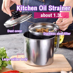 Talao 1.3L Stainless Steel Oil Strainer Large Capacity Oil Filter Pot