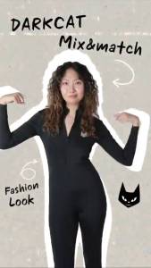 [DarkCat] Bodysuit ชุดกีฬา Outdoor กัน UV สำหรับ ว่ายน้ำ ดำน้ำ ฟรีไดร์ฟ วิ่ง  เทรล รุ่น AERO COOL (ซิปหน้าอก) สีดำ