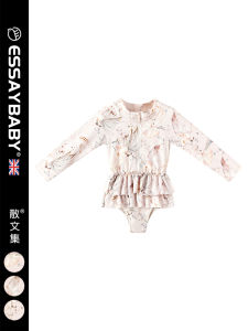 Adorable Princess Style Long Sleeve Baby Girls Swimsuit Thermal Spring Swimming Costume Infant Swimwear Polyester Spandex Blend