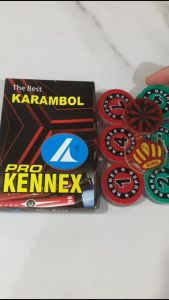 Biji Karambol Tebal 4 mm Motif Pro Kennex / Random | koin krambol satu lapis original | 1 set buah kerambol 4mm | coin bola carambol | anak carrom games