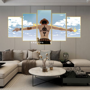 One Piece Decorative Artwork Living Room Esports Room Anime Cartoon Wall Painting Metal Framed Modern Simplicity Game Picture